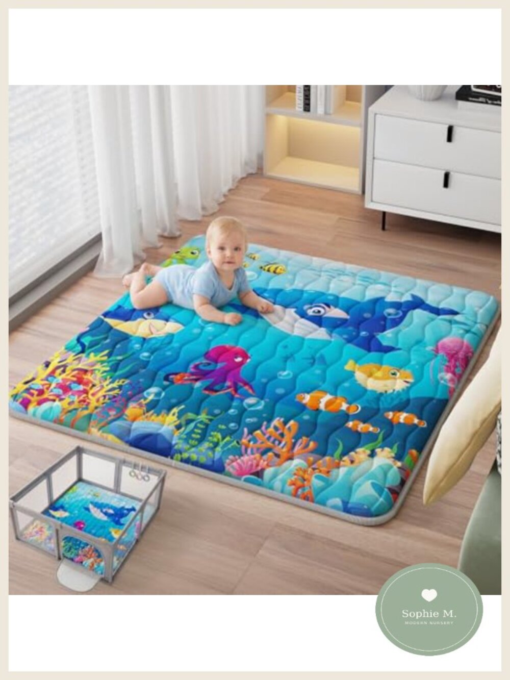 Baby Play Mat 50x50 Thickened Playpen Mat Waterproof Non-Slip Foldable Washable